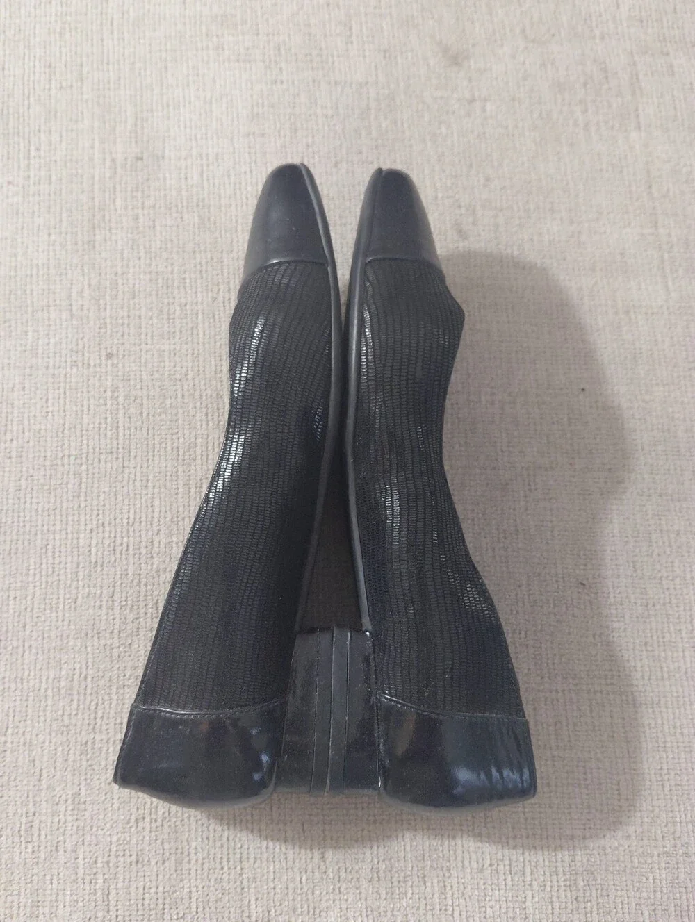 BeautiFeel Rebecca Black Leather Herringbone Cap-Toe Women's Ballet Flats Size 6